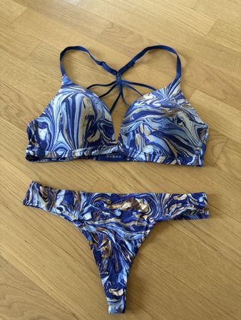 Beldona BH Set Gr. 85B/S, Blau-Marmor Optik, Neuwertig!