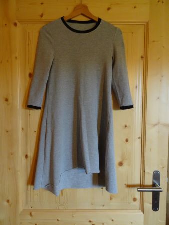 Cooles Baumwoll Kleid grau-schwarz Gr. XS - 240610