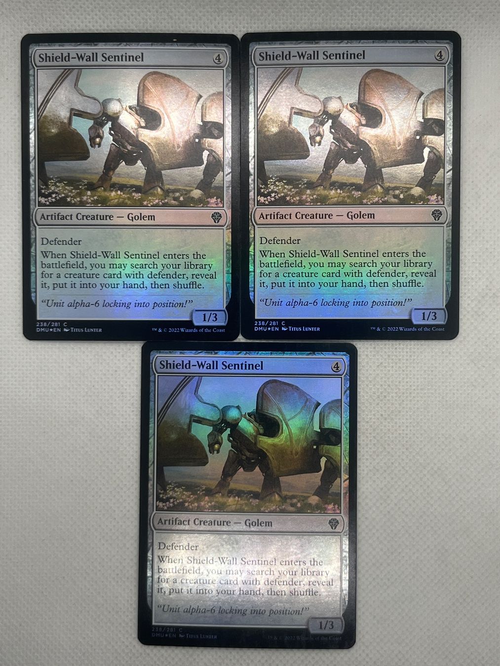 Magic The Gathering Sammelbilder & Trading cards: 3x Shield-Wall Sentinel Foil (Magic Karten) – Gebraucht aus Hinterkappelen von Kim1992