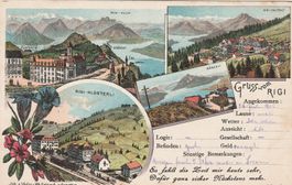 Gruss vom Rigi- Litho 1905