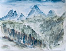 Maria Fischer Walpen, Aquarell, Wallis, Bergwelt (32 x 24 cm