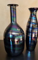 Deux vases en verre irisé, Italy Cristalleria Si-An