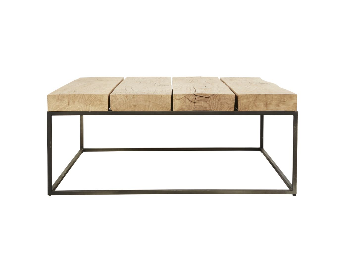 Maisons du monde Tische: Table basse carrée en chêne massif et métal noir – Neu (gemäss Beschreibung) aus Lausanne von Greenbyaudrey
