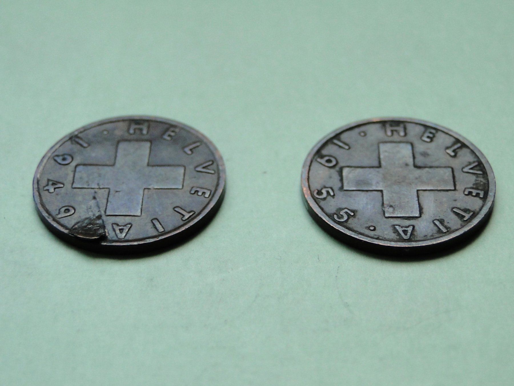 Tutti le monete: 2x  1 Rappen  1949 + 1955 – Usato da Killwangen venduto da cyrano56 3