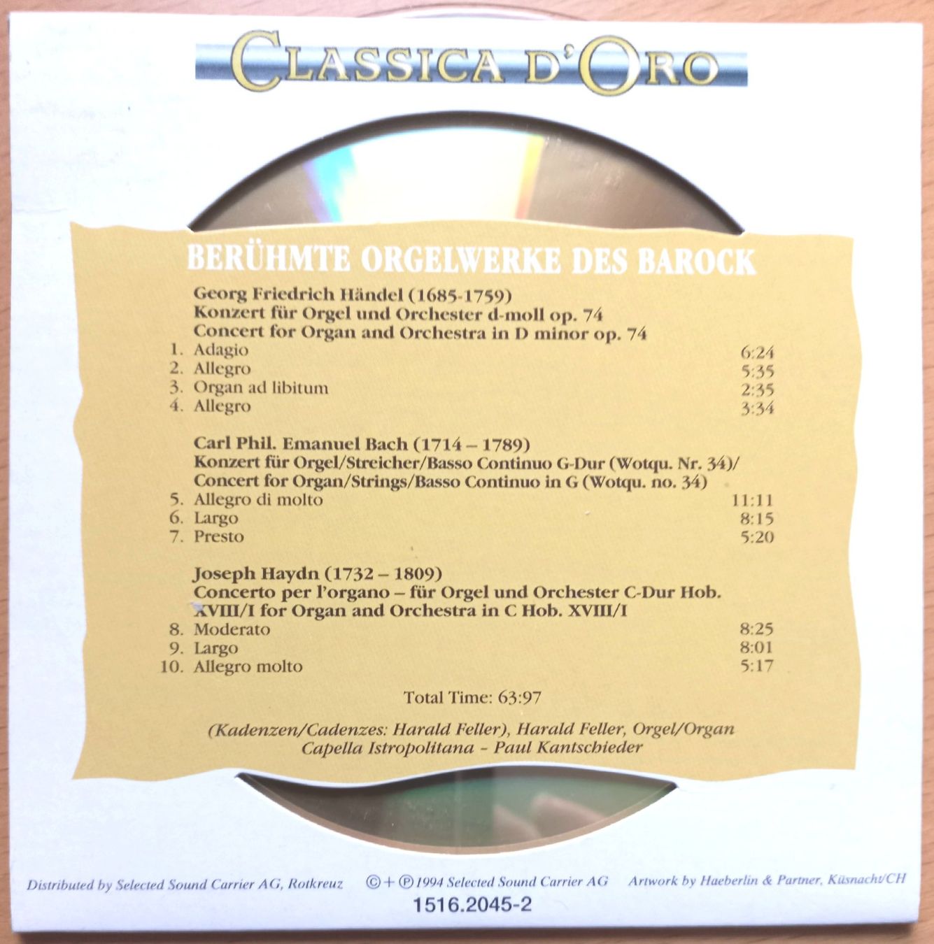 CD: CD -  Berühmte Orgelwerke des Barock – Usato da Niederuzwil venduto da lubimaja 2