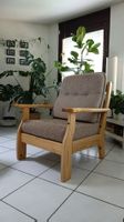 Sessel Holz hellbraun Stoff gute Zustand