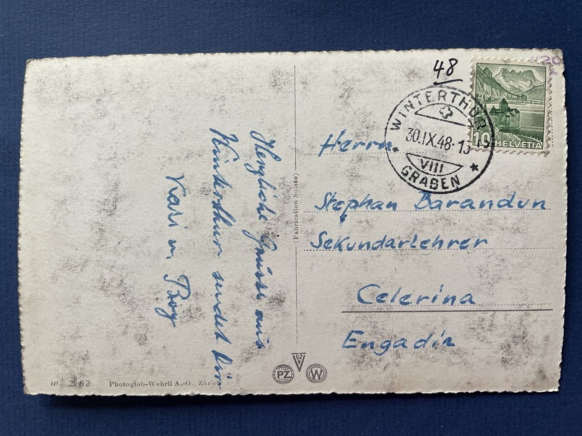 Cartoline postali: Alte Ansichtskarte Zürich, Blick vom Polytechnikum,1948 – Usato da Neuhausen am Rheinfall venduto da Arielle55 1