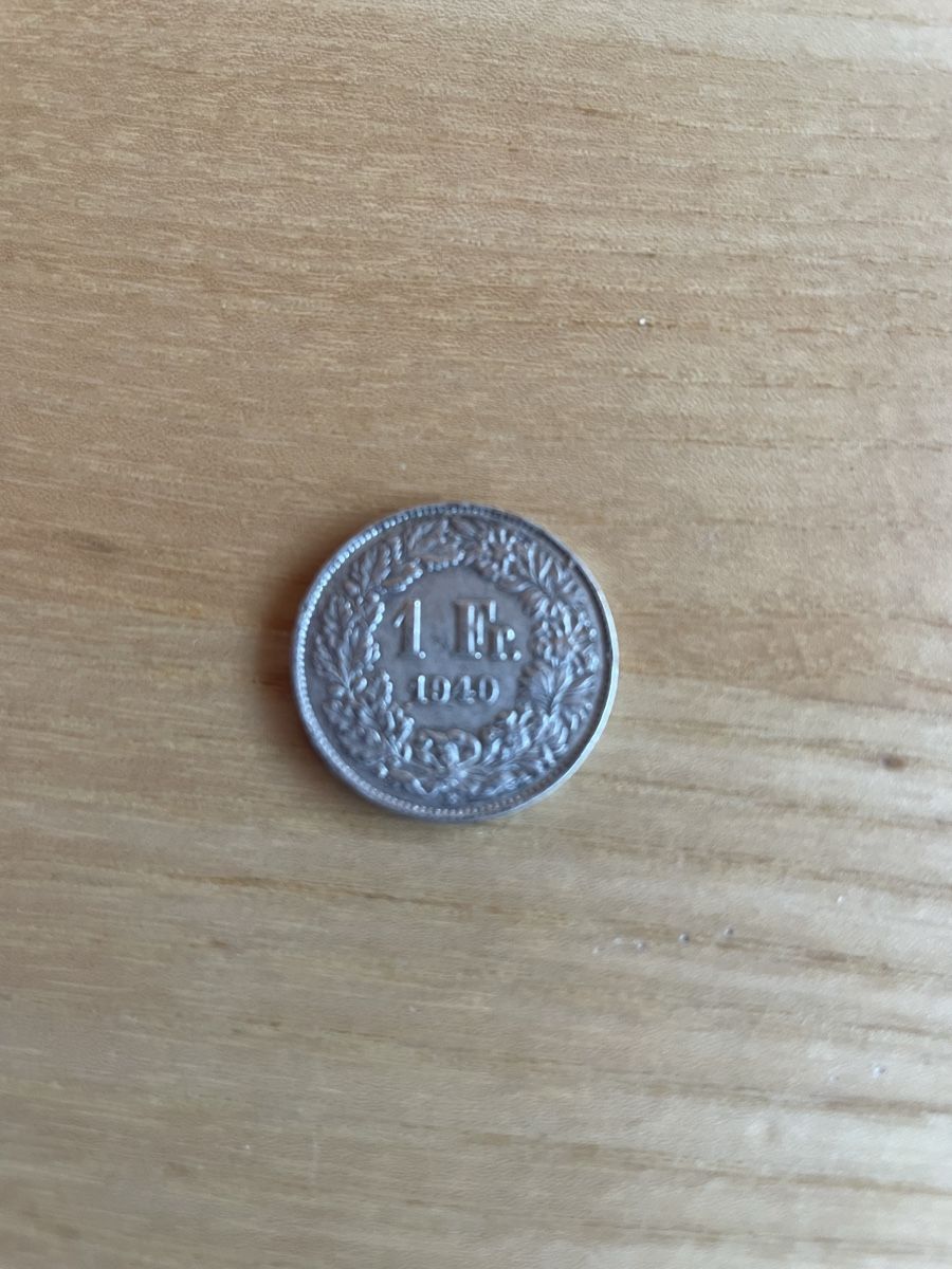 Alle Münzen: 1 Frankenmünze 1940 Schweiz Silber  – Gebraucht aus Wattwil von Weinachtsmann