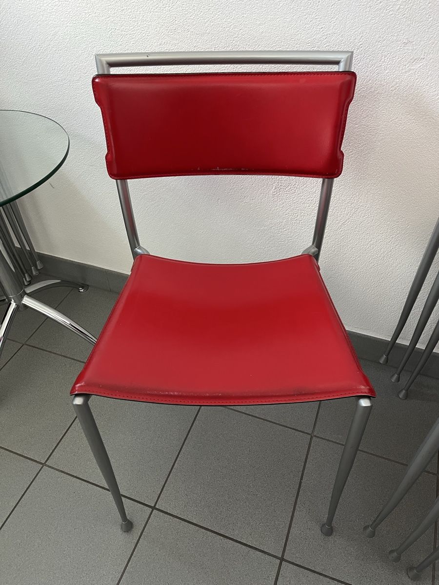 Chaises: 8 Designer Stühle, Leder rot – D'occasion à Chur par Moca17