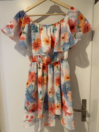 Sommerliches Blumenkleid, schulterfrei, Grösse L, Top Zustan