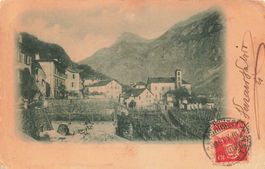 Semione (TI) – Veduta aerea del villaggio  chiesa Blenio