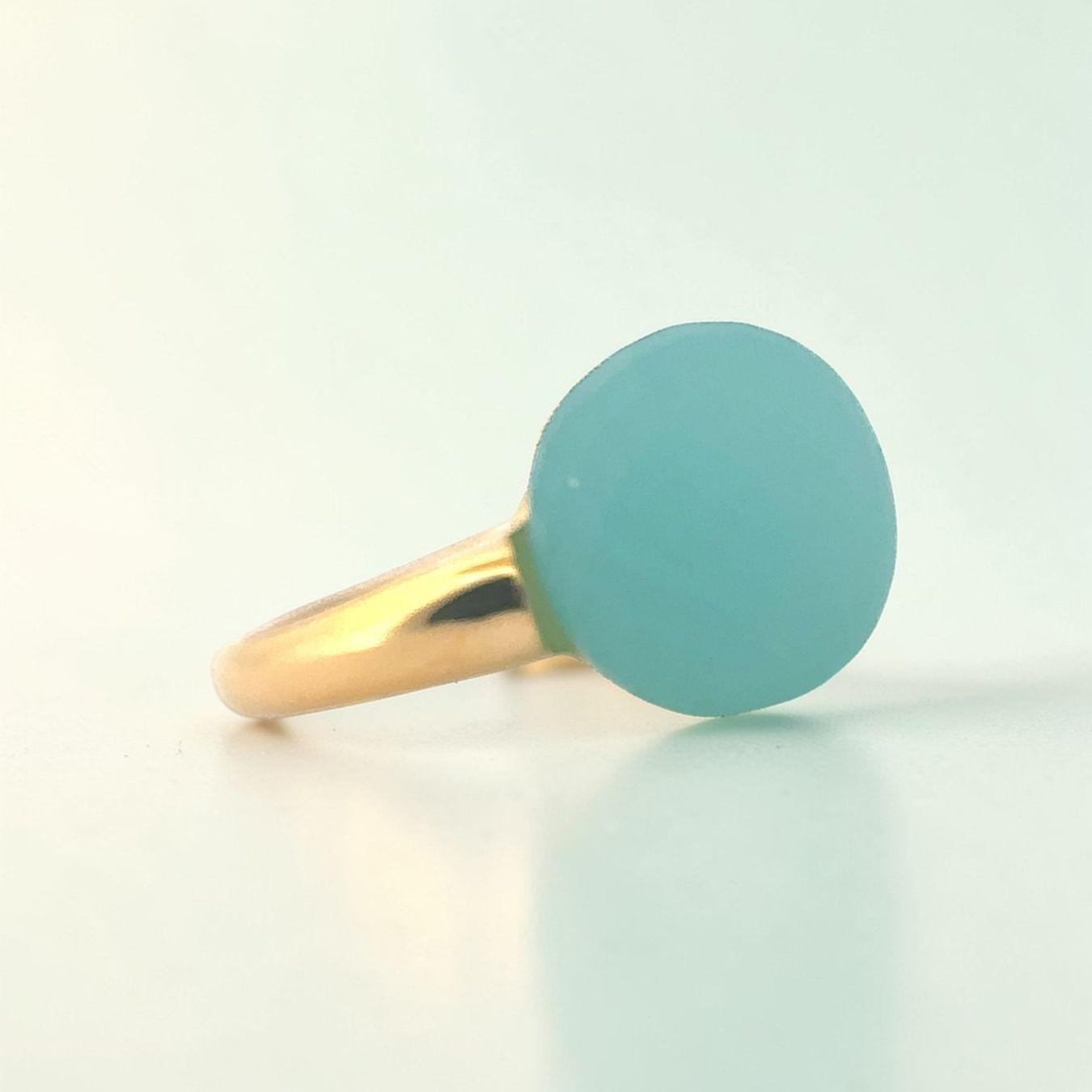 Olga Ribler Anelli: Statement gelbvergoldet, Edelstahl Ring Gr 55, Chalzedone – Nuovo (secondo la descrizione) da Luzern venduto da Schmuckoutlet 4