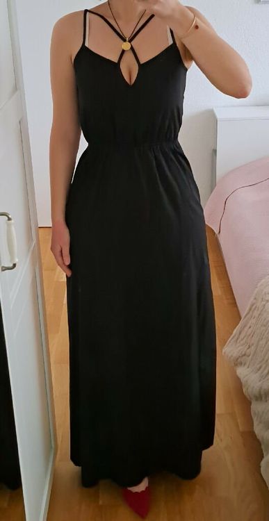 Robe Noire Italienne Taille 36 - Style évasé Genou - Occasion Très Bon état - Polyester/élasthanne
