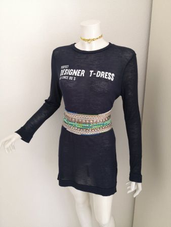 🤩MANGO LANGARM STRICK-PULLOVER-KLEID BLAU&DRUCK & ARMANI P.
