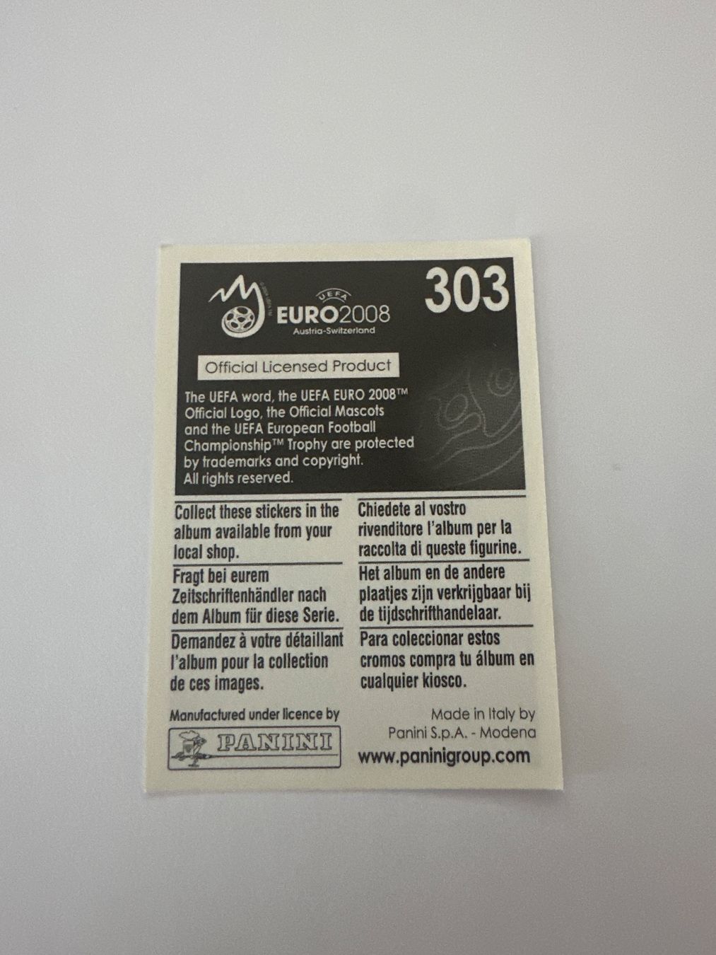 Panini Cartes à collectionner: Panini UEFA EM 2008 Sticker - Nr. 303 – D'occasion à Sulz AG par DealWerk 1
