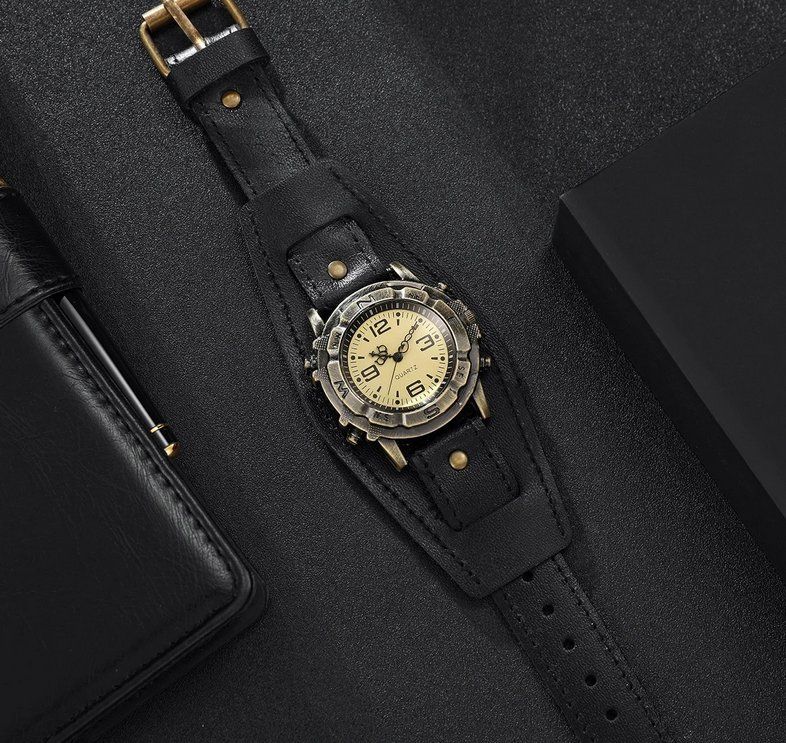 Uhren: Stevio Vintage-Stil Leder Quarzuhr – Neu und originalverpackt aus Lausanne von WATCH-WORLD 1