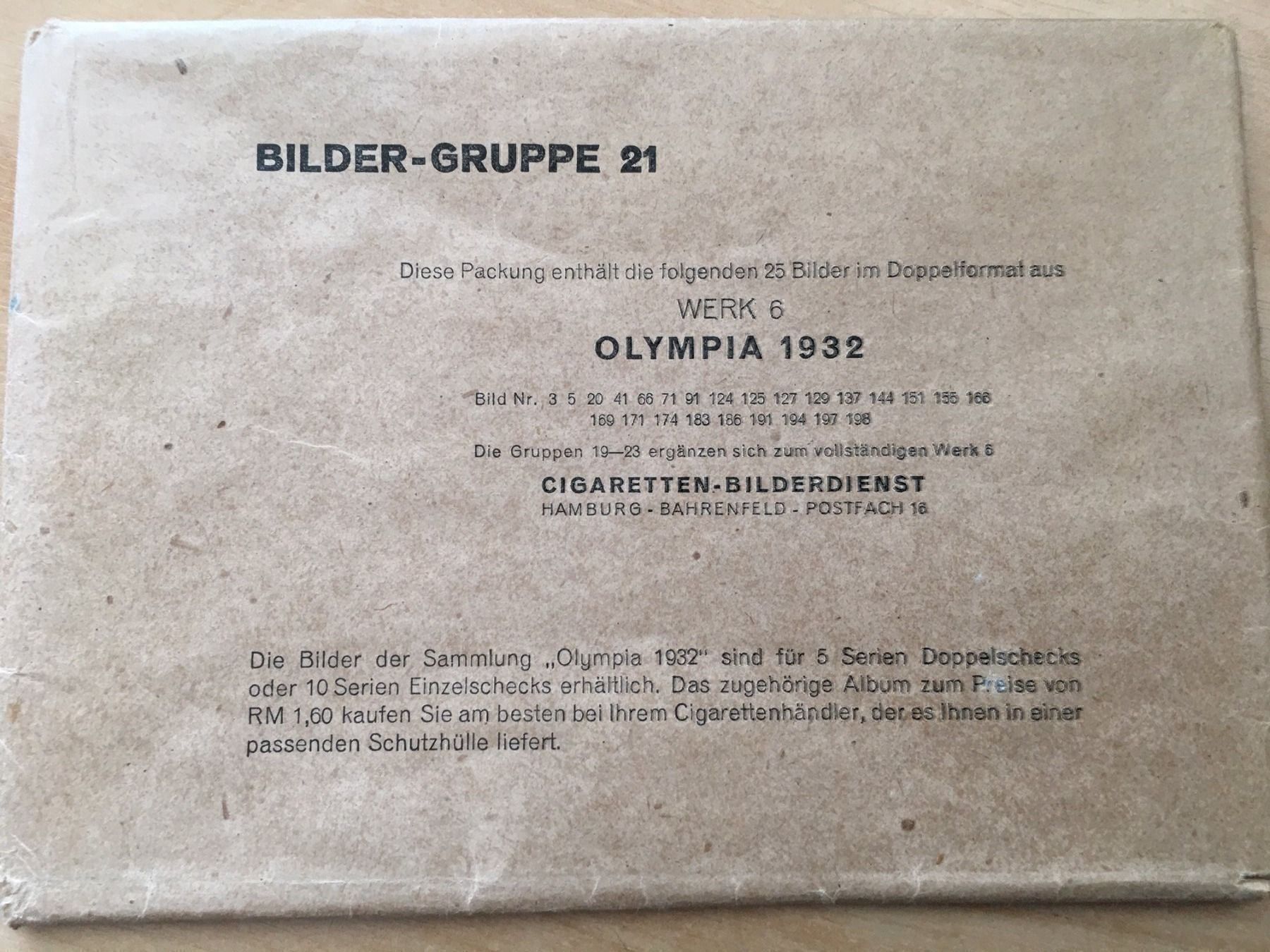 Sammelbilder & Trading cards: Collection d'images "cigarettes" JO 1932 – Gebraucht aus Matran von Bridge-Mania 1