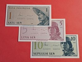 INDONESIEN - 1 & 5 & 10 Sen 1964 UNC