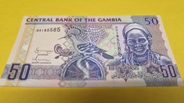 Originale 50 Dalasis Banknote aus Gambia, Top