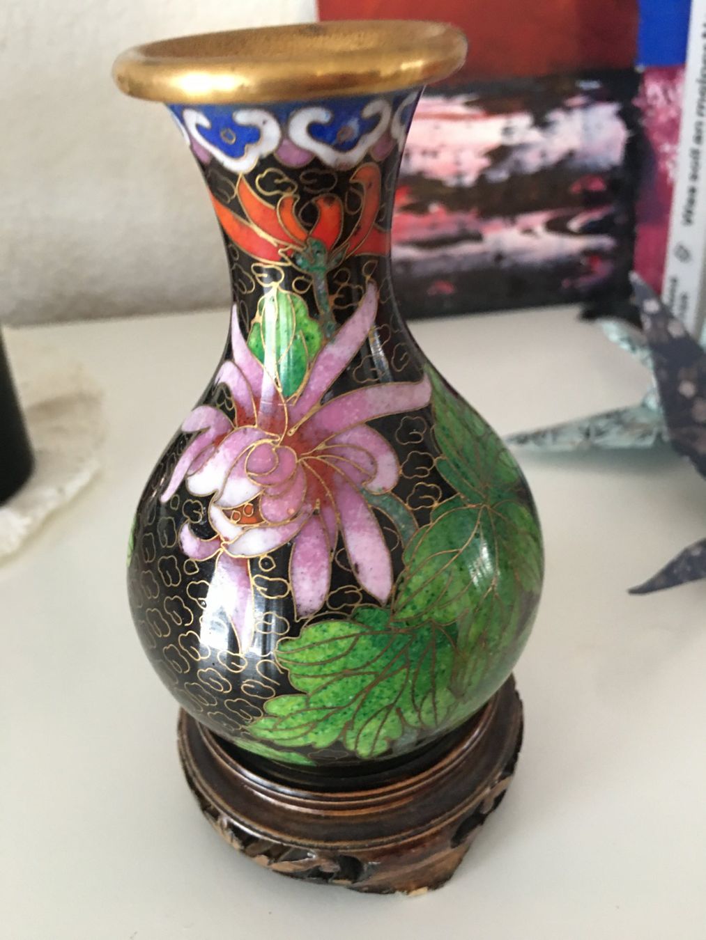 Vasi & Recipienti: Cloisonnévase schwarz, mit Sockel – Usato da Eich venduto da Jokove63 1