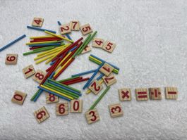 Jouet éducatif calcul bâtonnets chiffres bois 100p