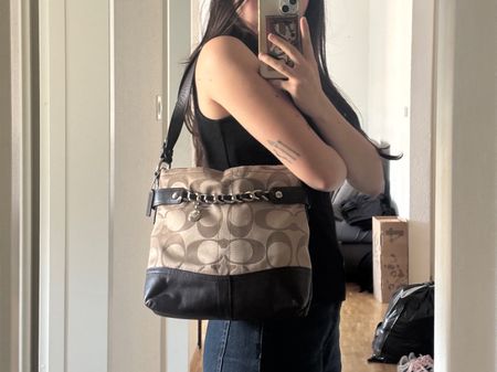 Vintage Coach Signature Hobo Schultertasche