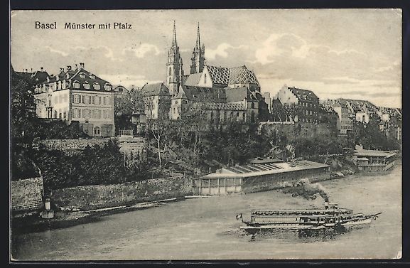 Cartoline postali: AK Basel, Münster mit Pfalz, 1910 – Usato da Berlin venduto da bartko-reher