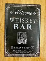 Vintage Blech-Wandschild Whiskey Bar
