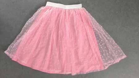 Mädchen Tüllrock, rosa mit Herzmuster Grösse 9Y