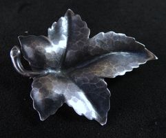 Rebblatt Brosche Silber 800 Jugendstil Bajonettverschluss