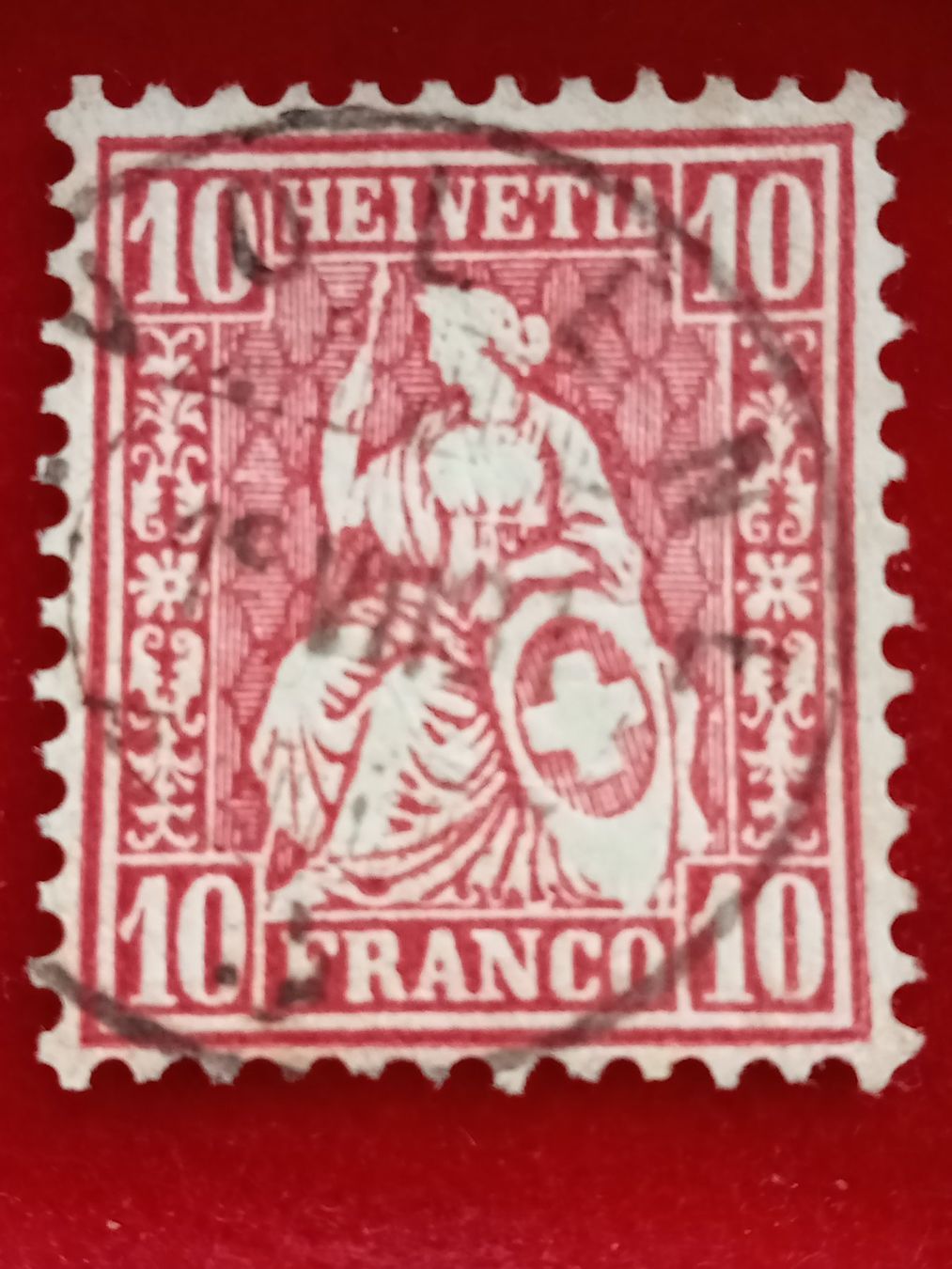 Tutti i francobolli: Sitzende Helvetia 10 cts rot – Usato da Alpnach Dorf venduto da ake-7x7v