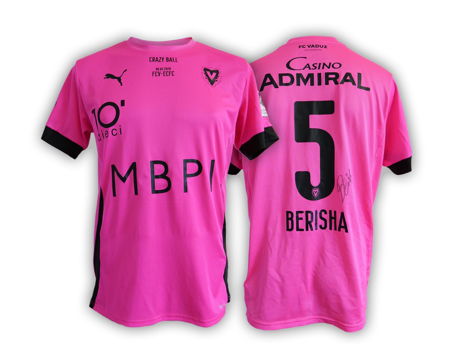 Puma Leibchen & Hosen: FC Vaduz Matchworn Sondertrikot "5-BERISHA" – Gebraucht aus Vaduz von fcvaduz1932
