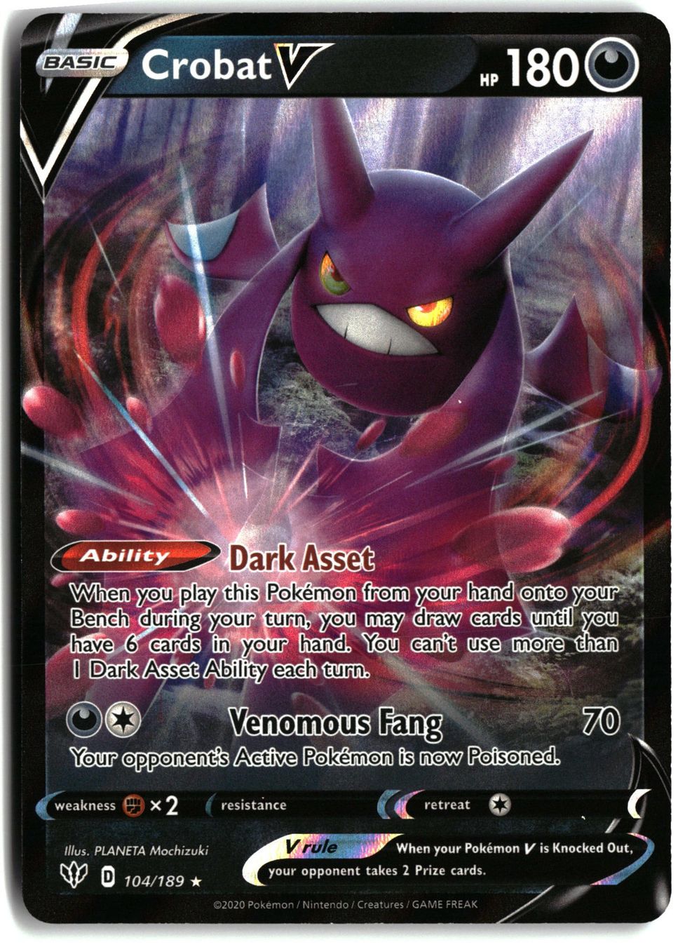 Pokémon Carte collezionabili: Crobat V #104 Pokemon Darkness Ablaze – Usato da Feuerthalen venduto da Plazatoys