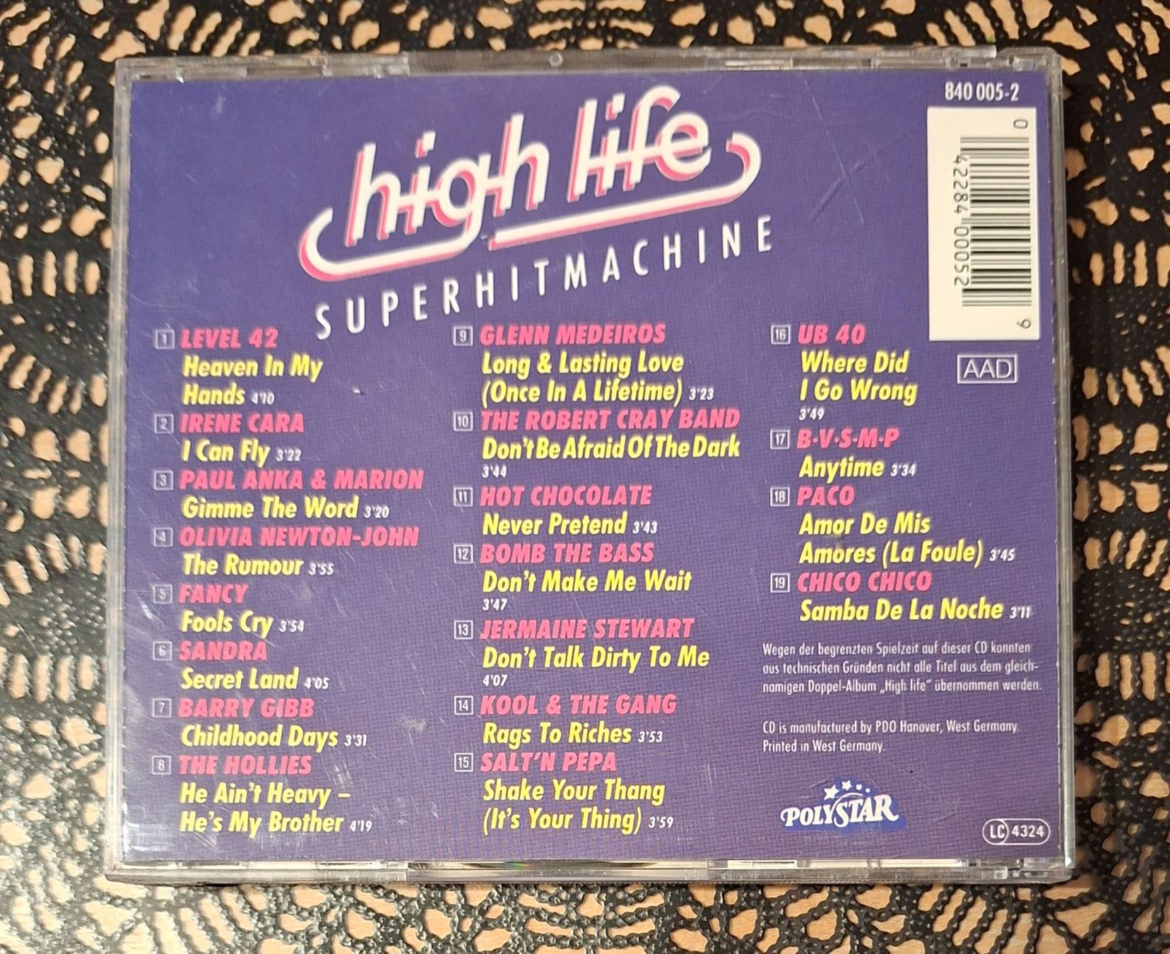 CD: High Life - Superhitmachine, DE Hit Compilation CD 1988 – Usato da Schönenberg TG venduto da Gregolino76 1
