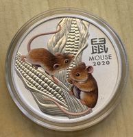 1 Unze Silbermünze Lunar III Maus 2020 Color Australien