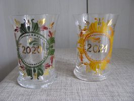 2 x Gläser /Vasen - Unikat - Handbemalt - 2020-2021