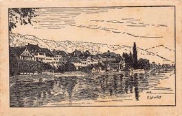 Zug, die Altstadt, Künstlerkarte F. Stocker 1927