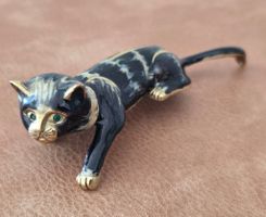 Süsse Katzenbroche, tolles Schmuckstück in Gold-Optik 🐈