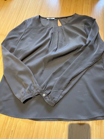 Elegante PUBLIC Bluse, Gr. 42, Anthrazit, neuwertig