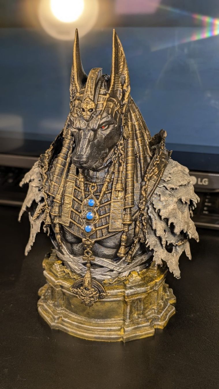 Figurines: Hand Painted Anubis Bust 220mm | Egyptian Guardian | – Neuf (Voir description) à Roveredo GR par 3D_ZAGA 3