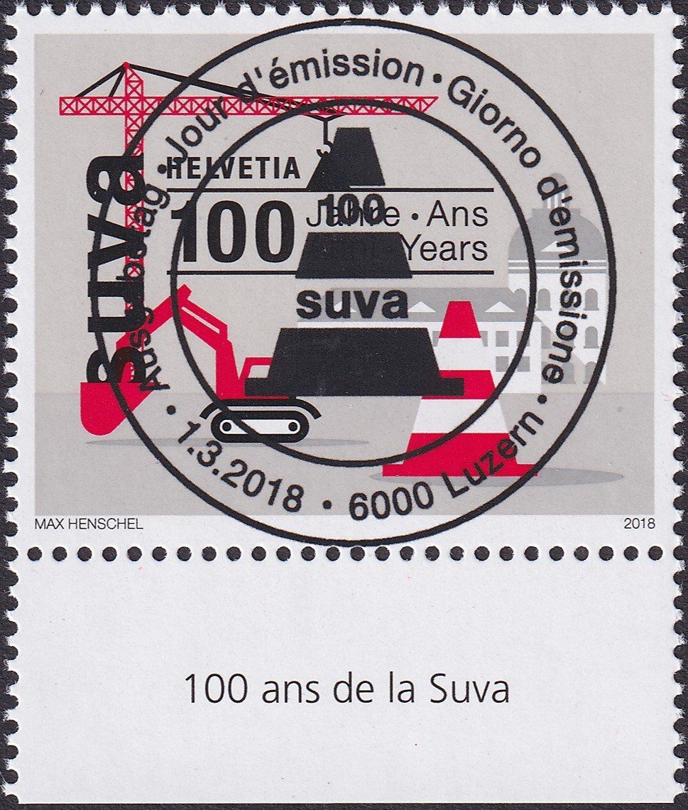 Tutti i francobolli: 2018, Nr.1672 Suva mit Ersttags-Voll-Stempel +TABS – Usato da Sursee venduto da Luzernerraute