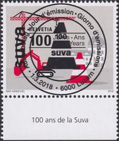 2018, Nr.1672 Suva mit Ersttags-Voll-Stempel +TABS