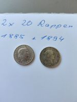 2x 20 Rappen 1885 und 1894 Münzen guter Zustand