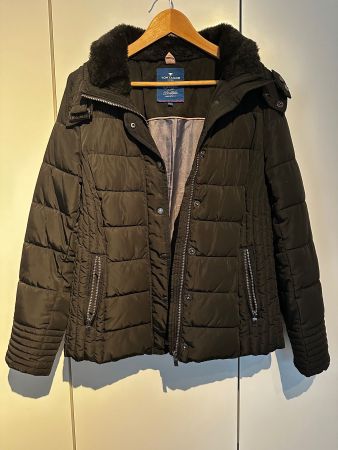 Tom Tailor Damen Winterjacke Gr. L schwarz Kunstfell Kragen