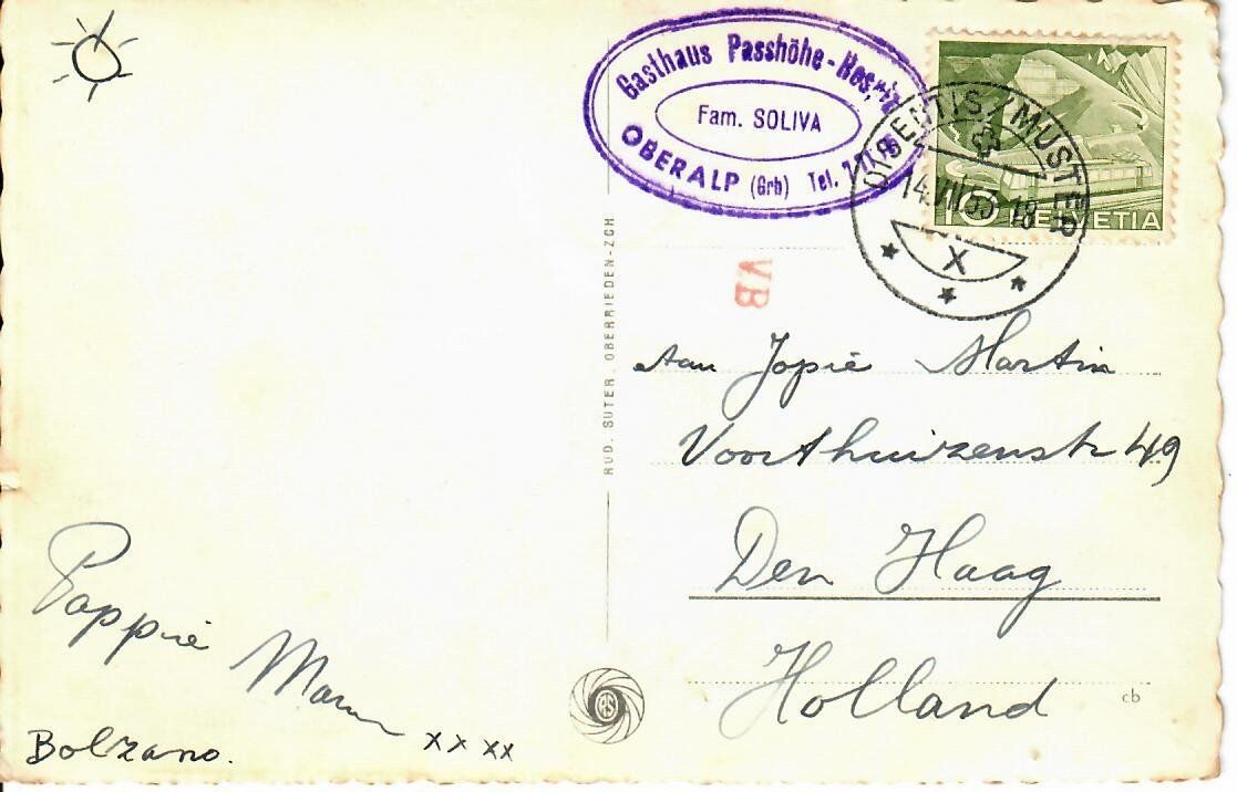 Cartoline postali: Oberalp Passhöhe  1953 – Usato da Hochdorf venduto da Ziegel-16 1