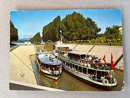 Postkarte alt, Personenboote der Basler Rheinschifffahrt