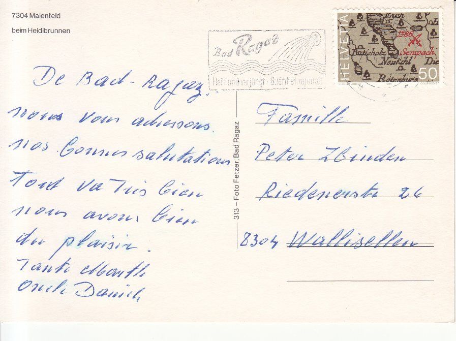 Ansichtskarten: Maienfeld Heidiland 1986 – Gebraucht aus Bürglen TG von StampGraf 1