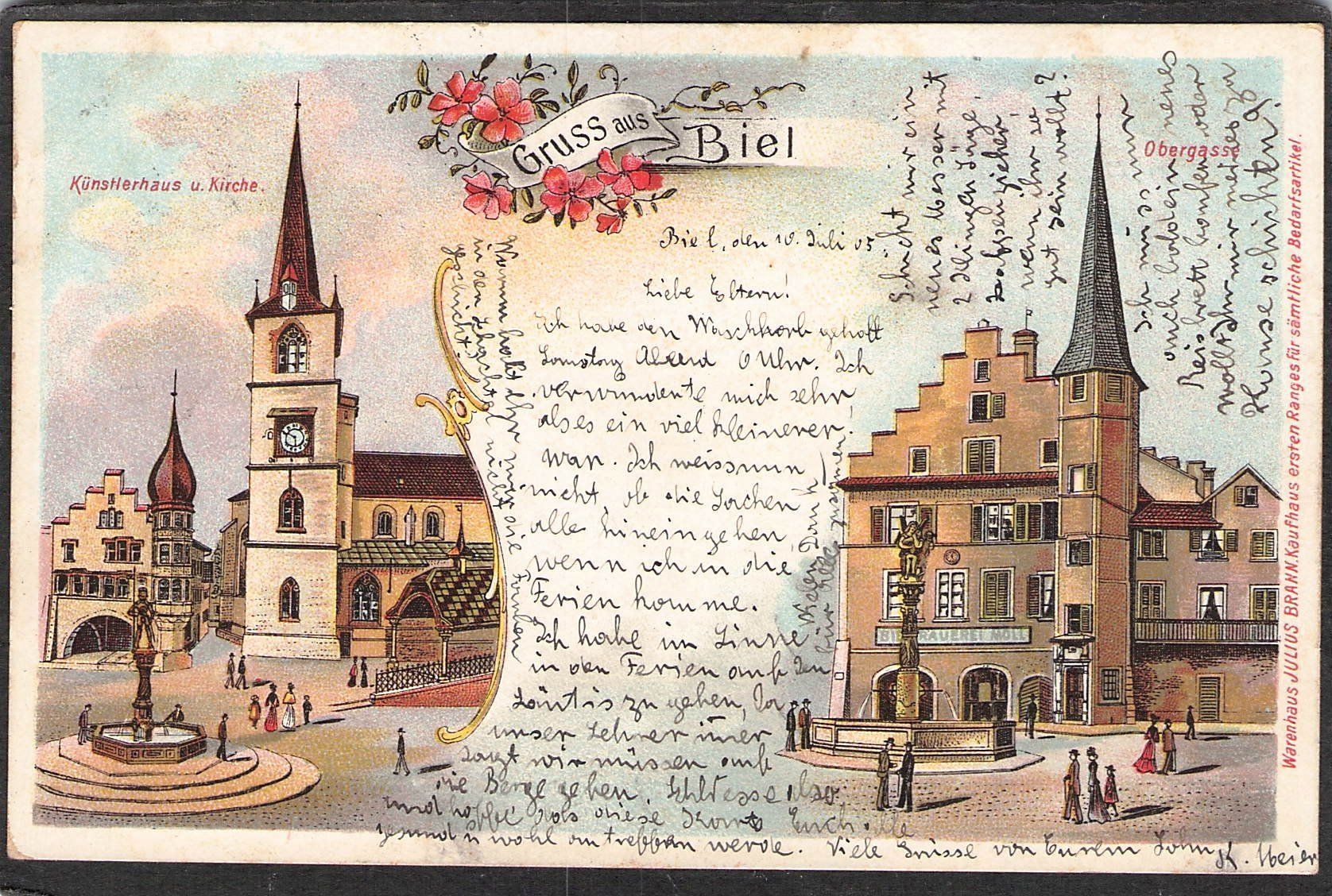 Cartoline postali: Litho Biel , gel. 1905 – Usato da Reichenburg venduto da Pipo-67