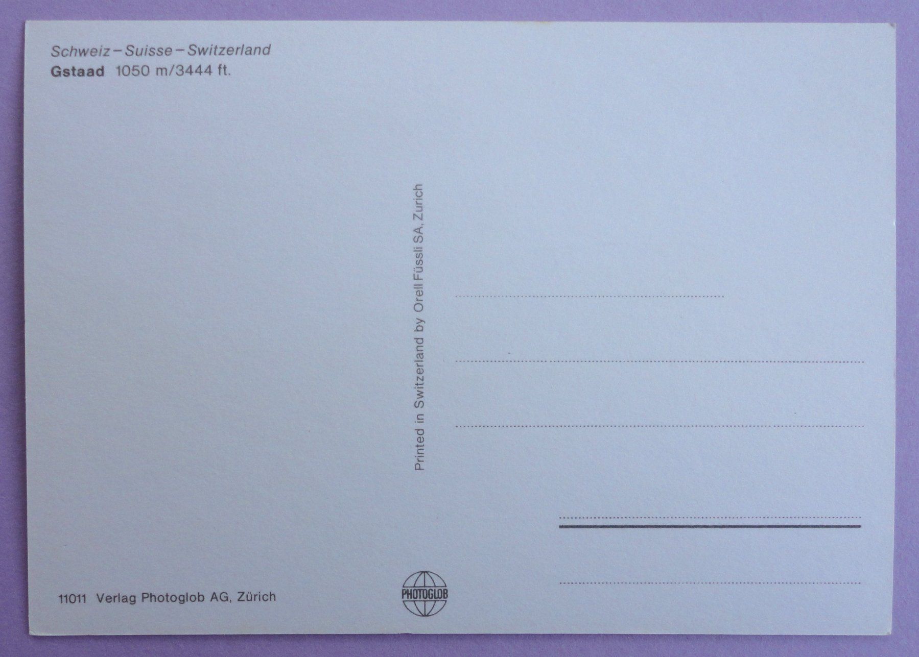Cartoline postali: Gstaad 1050 m – Usato da Fétigny venduto da Billy2miny 1