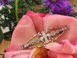 Elegante Vintage Brosche mit Blumenmuster, Silber 800